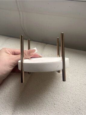 White Marble Candle Holder Gold Stand